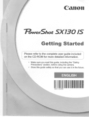 Canon PowerShot SX130 IS Getting Started Guide