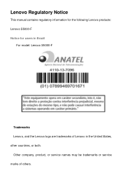 Lenovo S5000 Lenovo S5000-F Regulatory Notice (Brazil)