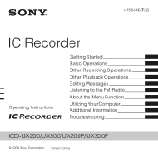 Sony ICD-UX200RED Operating Instructions