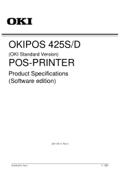 Oki OkiPOS425S OkiPOS425 Product Specifications Software Edition