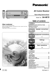 Panasonic SAHE75 SAHE75 User Guide