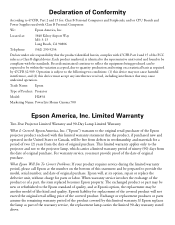 Epson PowerLite Home Cinema 700 Warranty Statement