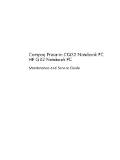 HP G32-200 Compaq Presario CQ32 Notebook PC and HP G32 Notebook PC - Maintenance and Service Guide