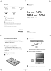 Lenovo B485 Lenovo B480, B485, and B580 Setup Poster V1.0 (English)