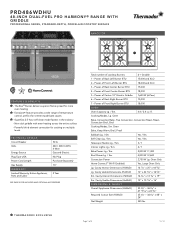 Thermador PRD486WDHU Product Spec Sheet