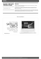 Toshiba Satellite L50 PSKXSA-01600R Detailed Specs for Satellite L50 PSKXSA-01600R AU/NZ; English