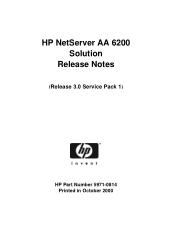 HP NetServer AA 4000 HP NetServer AA 6200 Solution Release Notes (Release 3.0 Service Pack 1)