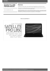Toshiba Satellite Pro L850 PSKG9A-00C001 Detailed Specs for Satellite Pro L850 PSKG9A-00C001 AU/NZ; English
