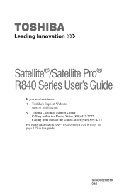 Toshiba Satellite R845 User Guide