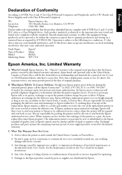 Epson WorkForce Pro WF-7310 Warranty Statement for U.S. and Canada