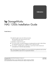 HP StorageWorks 1200s HP StorageWorks NAS 1200s V1.0 Installation Guide Addendum (April 2004)