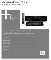 HP Z558 HP Digital Entertainment Center - Warranty and Support Guide