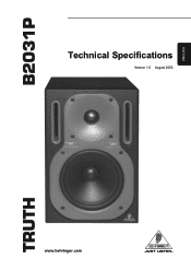 Behringer TRUTH B2031P Specifications Sheet