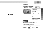 Canon SD630 PowerShot SD630 DIGITAL ELPH/DIGITAL IXUS 65 Camera User Guide Basic