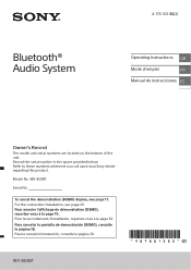 Sony WX-850BT Operating Instructions
