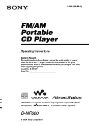 Sony D-NF600 Operating Instructions  (primary manual)