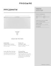 Frigidaire FFFC25M4TW Product Specifications Sheet