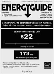 Avanti CF10006WE Energy Guide Label