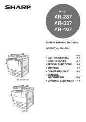 Sharp AR-287 AR-287 , AR-337 , AR-407 Operation Manual
