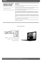 Toshiba Satellite L50 PSKL6A Detailed Specs for Satellite L50 PSKL6A-013004 AU/NZ; English