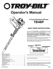 Troy-Bilt TB4BP Operation Manual