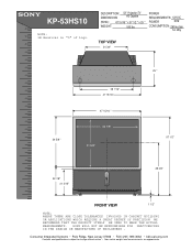 Sony KP-53HS10 Dimensions Diagram (Front & Top)