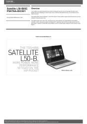 Toshiba L50 PSKTAA-05C001 Detailed Specs for Satellite L50 PSKTAA-05C001 AU/NZ; English