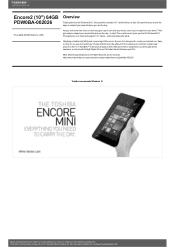 Toshiba Encore 2 PDW0BA-002026 Detailed Specs for Tablet Encore 2 PDW0BA-002026 AU/NZ; English