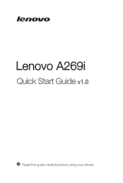 Lenovo A269i (English) Quick Start Guide - Lenovo A269i Smartphone