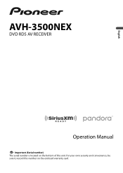 Pioneer AVH-3500NEX Owners Manual
