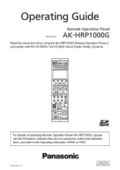 Panasonic AK-HRP1000 Operating Guide with AK-HC3800