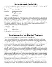 Epson PowerLite 1720 Warranty Statement