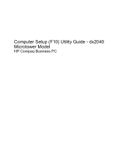 HP dx2040 Computer Setup (F10) Utility Guide