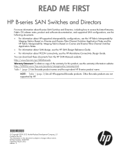 HP SN3000B HP B-series SAN Switches and Directors Read Me First (5697-1519, March 2012)