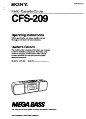 Sony CFS-209 Users Guide