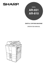 Sharp AR-810 AR-651 | AR-810 Operation Manual