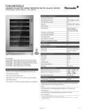 Thermador T24UW920LS Product Spec Sheet