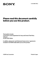 Sony COM-2BLACK End User License Agreement