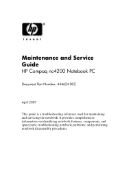 HP nc4200 HP Compaq nc4200 Notebook PC - Maintenance and Service Guide