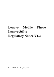 Lenovo S60-a Lenovo S60-a Web Regulatory Notice