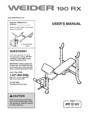 Weider 190 Rx Bench English Manual