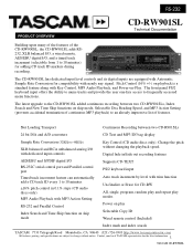 TASCAM CD-RW901SL Technical Documentation