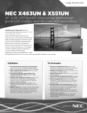 NEC X551UN-TMX4P X463UN/X551UN Specification Brochure