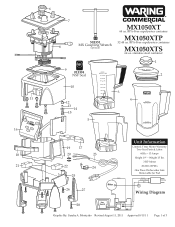 Waring MX1050XTXP Parts List and Exploded Diagram