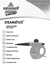 Bissell Steam Shot Handheld Hard Surface Cleaner 39N7E User Guide
