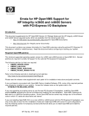 HP Integrity rx3600 Errata: HP OpenVMS Support - HP Integrity rx3600 and rx6600 Servers with PCI-Express I/O Backplane