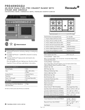 Thermador PRD48WDSGU Product Spec Sheet