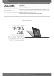 Toshiba Z50 PT540A-01J002 Detailed Specs for Tecra Z50 PT540A-01J002 AU/NZ; English