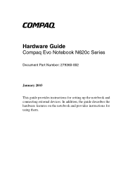 HP Evo Notebook n620c Compaq Evo Notebook N620c Series Hardware Guide