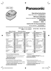Panasonic SR-ZE185 Operating Instructions